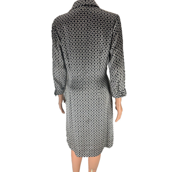 Spence Geometric Printed Silk Shirt Dress Button Down Size 8 New Without Tags - Picture 3 of 9